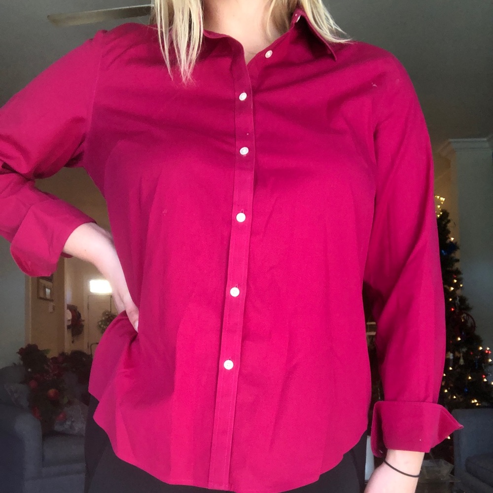 Pink button down blouse